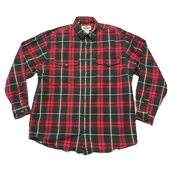 Eddie Bauer Other - Eddie Bauer Legends Shirt Men's L  Plaid Flannel Button Up Red Heavy Pockets VTG